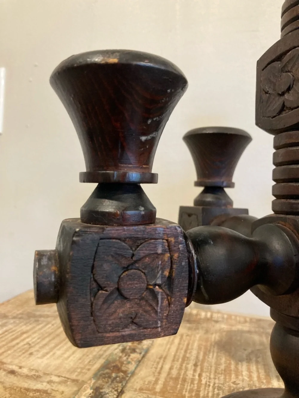 Spanish Revival Gothic Wood Candelabra 5 Candle 13” Rustic Decor - Picture 11 of 16